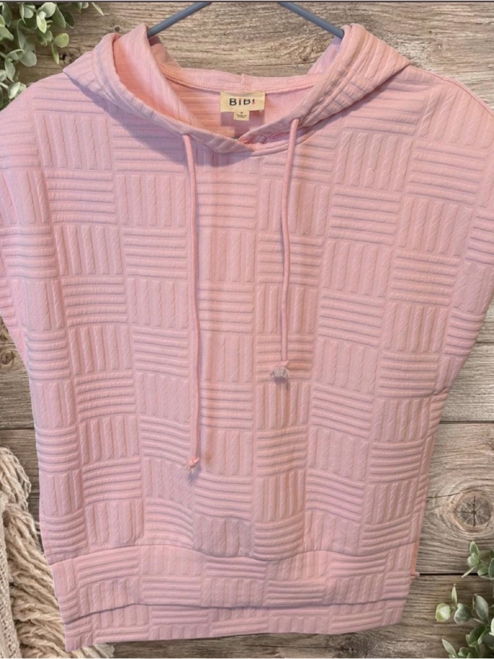 BiBi Blush Pink Textured Short-Sleeve Hoodie